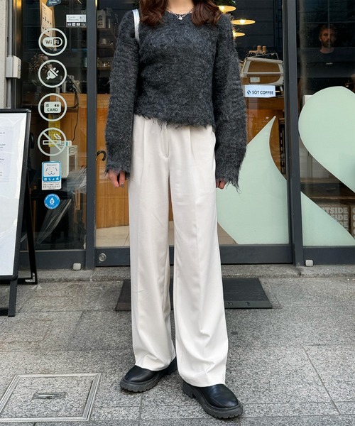 LE MORE スラックス パンツ ストレートスラックスパンツ レディース