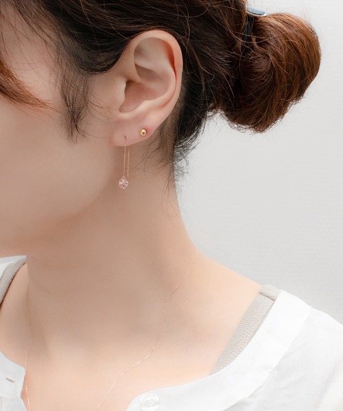 BLOOM（ブルーム） ピアス K10 ピンクゴールド キュービックジルコニア