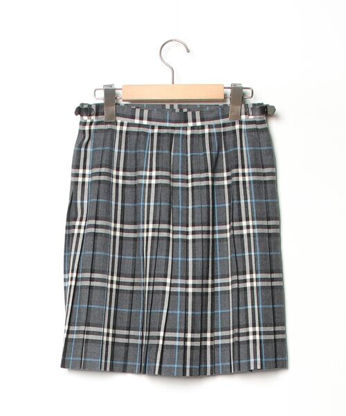 BURBERRY BLUE LABEL」 チェック柄プリーツスカート 38 グレー  