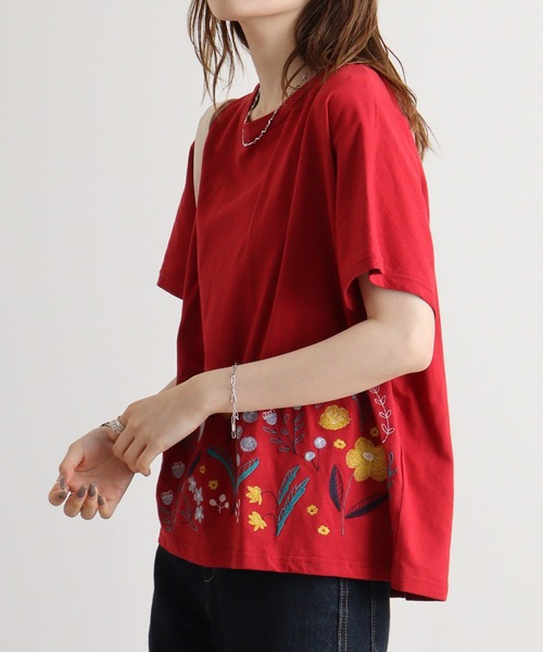 Emago tシャツ EMAGO 裾花刺繍ドルマンT レディース : ZOZOTOWN
