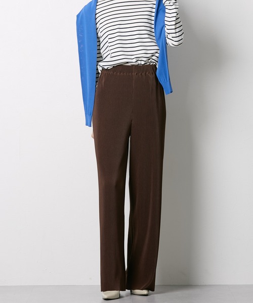 slattgir パンツ 高身長 カットソープリーツワイドパンツ 丈長め
