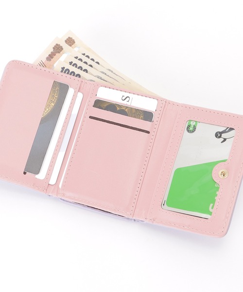 Lace Ladies（レースレディース） 財布 レザー調 パール付き がま口 三