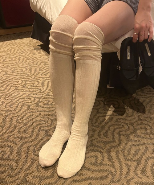 CEMO NEMO（セモネモ） 靴下 2way シースルー 切り替え リブ ニー