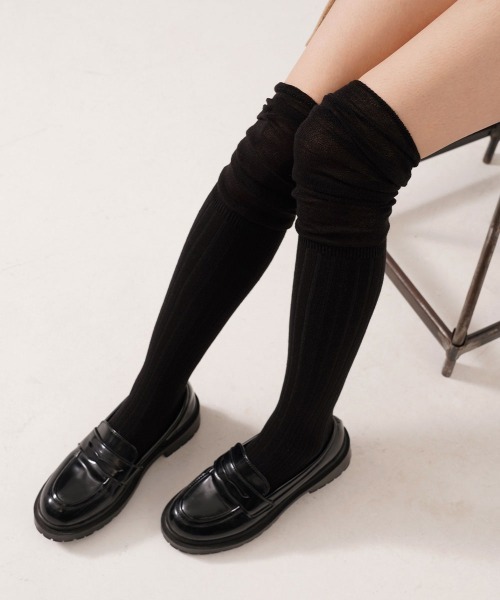 CEMO NEMO（セモネモ） 靴下 2way シースルー 切り替え リブ ニー