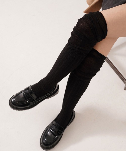 CEMO NEMO（セモネモ） 靴下 2way シースルー 切り替え リブ ニー