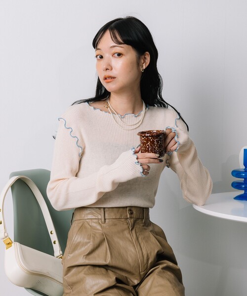 FREAK'S STORE ニット セーター ウォッシャブル ラメメロー
