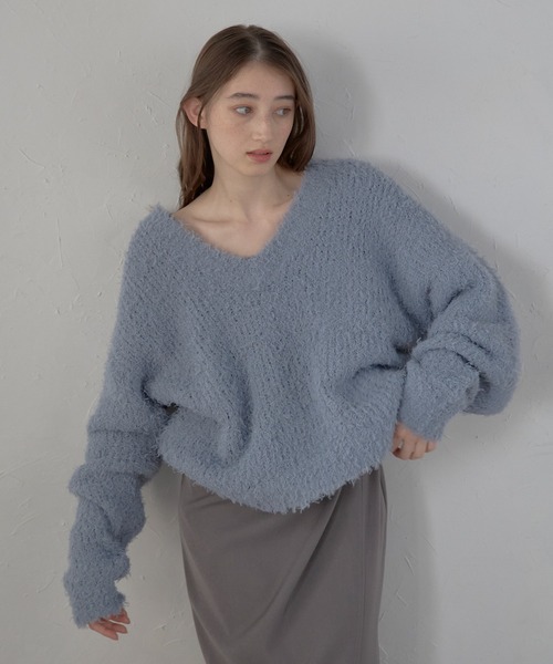MINERTE ニット セーター 「MINERTE」fluffy vneck knit