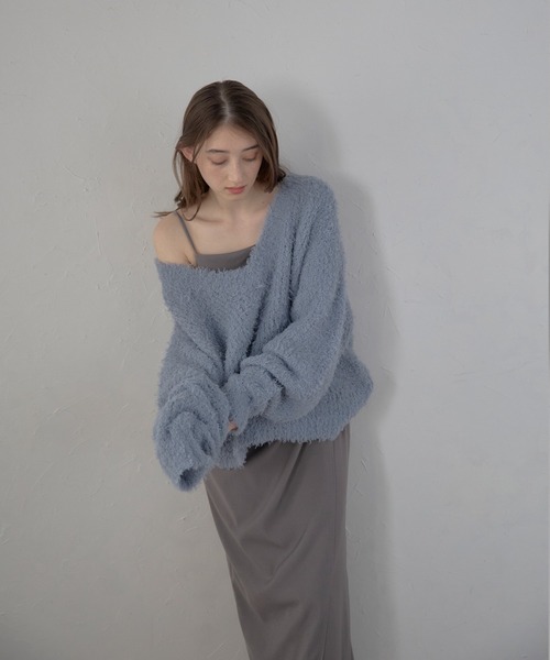 MINERTE ニット セーター 「MINERTE」fluffy vneck knit