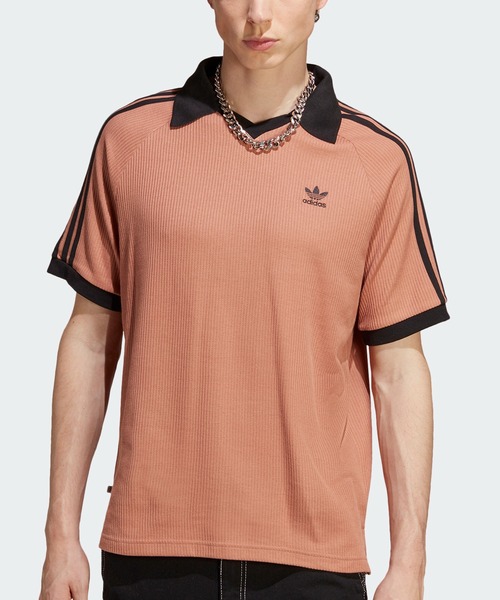 adidas ブラウン ストライプ ポロシャツ M adidas 「adidas」 半袖ポロシャツ X-SMALL ブラウン メンズ