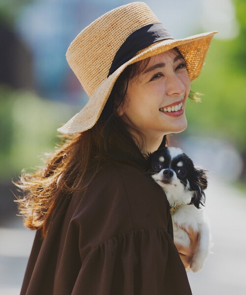 ラフィアリボンハット 23区 帽子 ハット 「Oggi8月号掲載/UVケア」ラフィア リボン
