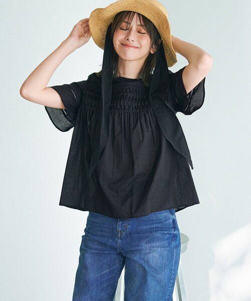 23区 帽子 ハット 「Oggi8月号掲載/UVケア」ラフィア リボン