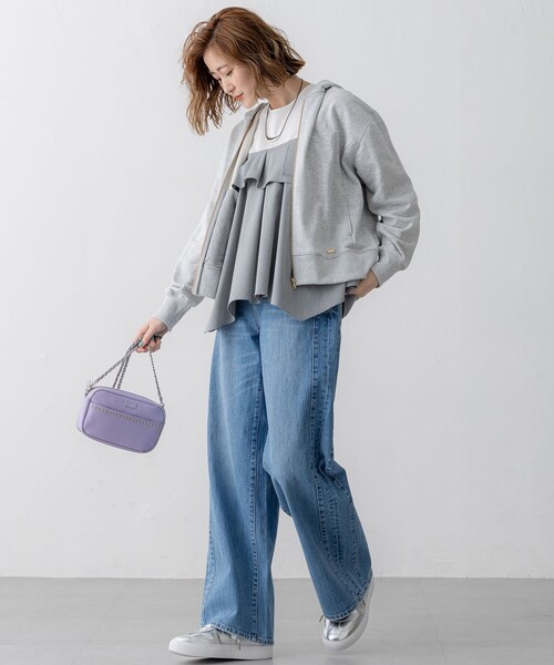 23区新品【VERY3月号掲載/洗える】コットンテリー ジップアップ フーディー VERY3月号掲載/洗える】コットンテリー ジップアップ フーディー