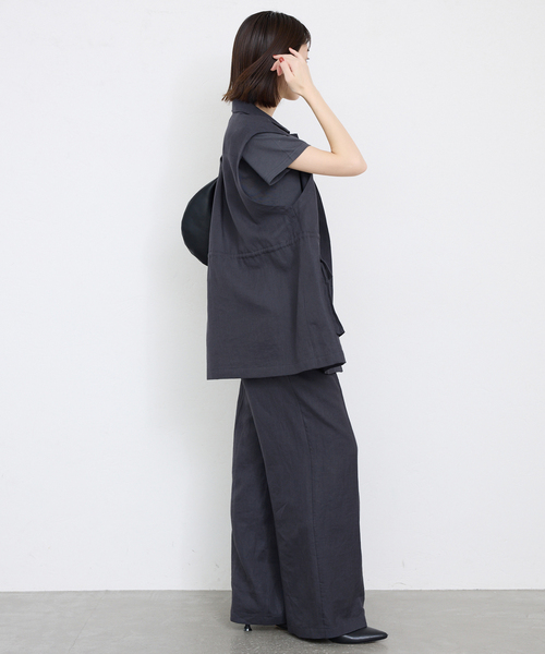 SLOBE IENA ベスト ジレ リネン混サファリベスト レディース