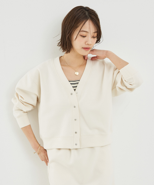 カーディガン 「セットアップ対応」シルキーダンボールスウェットカーディガン/トレーナー/春服 レディース