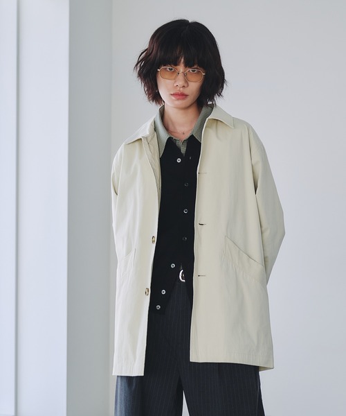 Adoon plain ダウンジャケット ダウン TWILL DART HALF COAT / ツイル