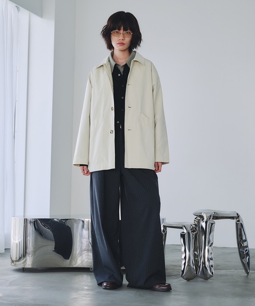 Adoon plain ダウンジャケット ダウン TWILL DART HALF COAT / ツイル