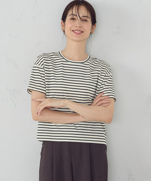 tシャツ Border box tops　　ボーダーボックストップス レディース WETTEMPT tシャツ CREW NECK DRAW CORD BORDER TEE / クルー