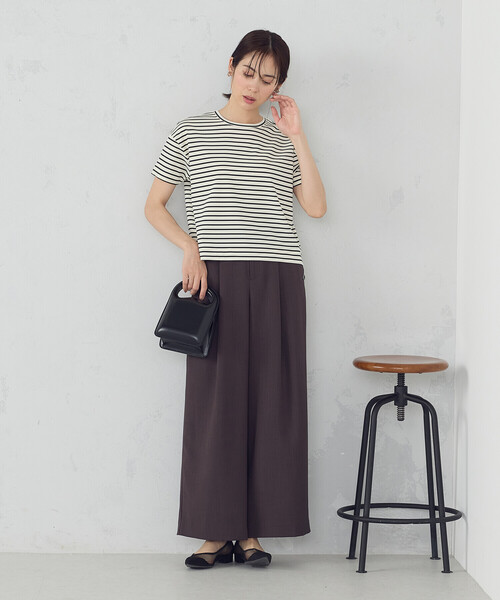 COMME CA ISM tシャツ ボックスシルエット クロップ丈ボーダーT