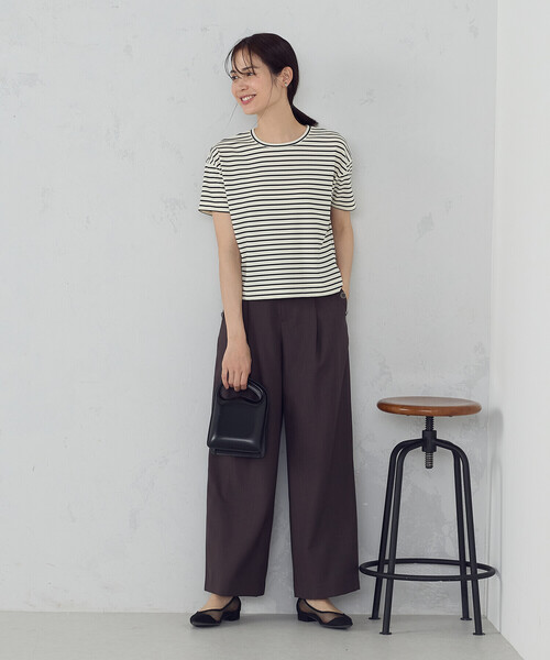 COMME CA ISM tシャツ ボックスシルエット クロップ丈ボーダーT