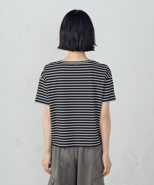 9月まで　美品　45R 縞カノコのMキャミポロ 63-白×グリーンボーダー メンズ スノーコットン 鹿の子 ボーダー柄 ポロシャツ【接触冷感】通販