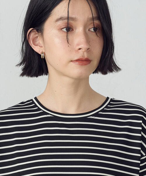COMME CA ISM tシャツ ボックスシルエット クロップ丈ボーダーT