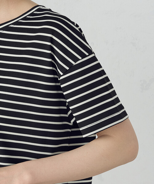 tシャツ ボックスシルエットボーダーTシャツ「MADE IN JAPAN」 レディース COMME CA ISM tシャツ ボックスシルエット クロップ丈ボーダーT