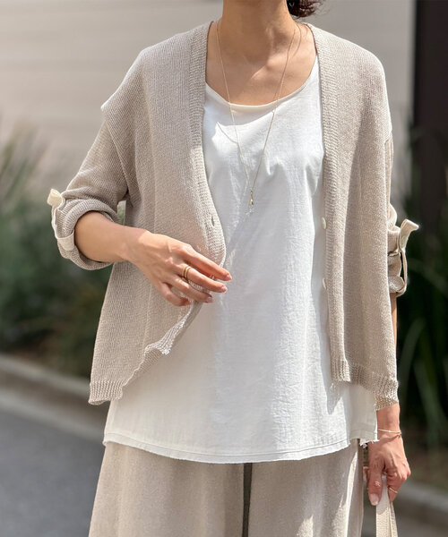 ★期間限定お値下げ【BEARDSLEY】リネンカーディガン美品★ セール】 リネンカーディガン （カーディガン・ボレロ