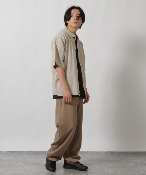 ✨️初心者M ページページ LAKOLE セーター ニット 透かし編みニット半袖シャツ / 324302 メンズ