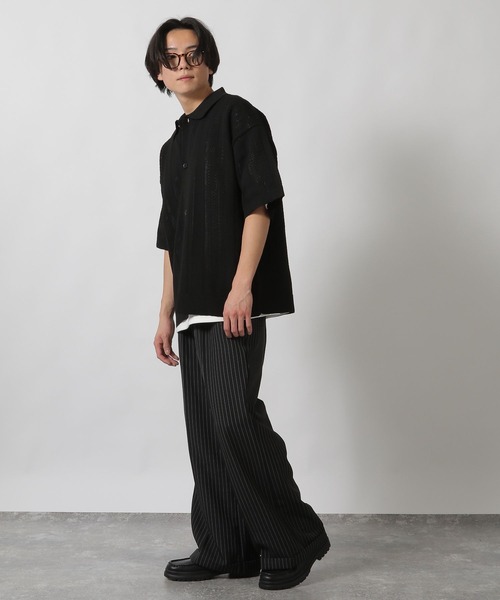 LAKOLE セーター ニット 透かし編みニット半袖シャツ / 324302 メンズ