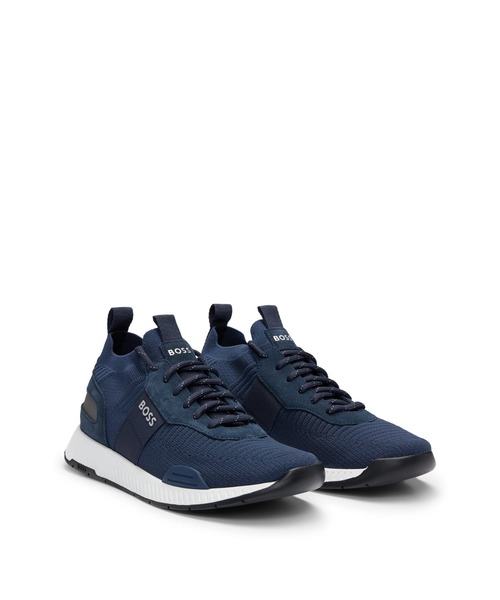 BOSS ニットアッパースニーカー ロゴ＆スエードディテール BOSS（HUGO BOSS） スニーカー ニットアッパースニーカー ロゴ
