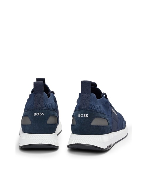 BOSS ニットアッパースニーカー ロゴ＆スエードディテール BOSS（HUGO BOSS） スニーカー ニットアッパースニーカー ロゴ