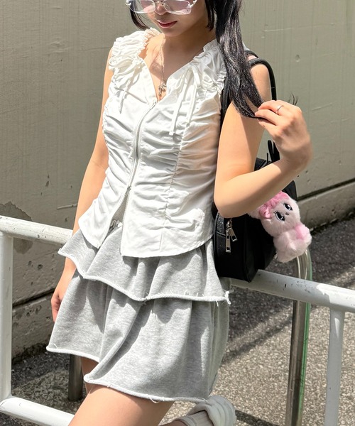 SPIRALGIRL（スパイラルガール） ブラウス シャツ 半袖 オフショルZIP