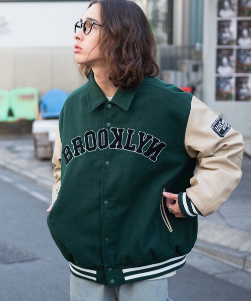 WEGO（ウィゴー） スタジャン MEDIUM ダークグリーン メンズ