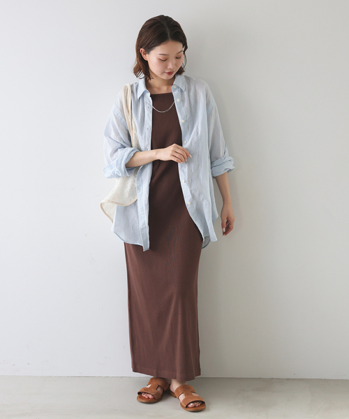 SLOBE IENA キャミ ロングワンピース SLOBE IENA ワンピース ハニカムカットソーキャミワンピース