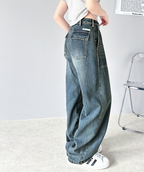 [Java] обработка Denim брюки MEDIUM голубой женский 