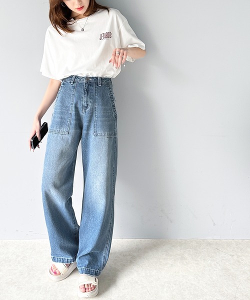 [Java] обработка Denim брюки MEDIUM голубой женский 