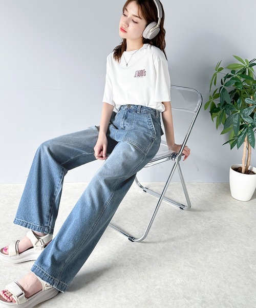 [Java] обработка Denim брюки MEDIUM голубой женский 