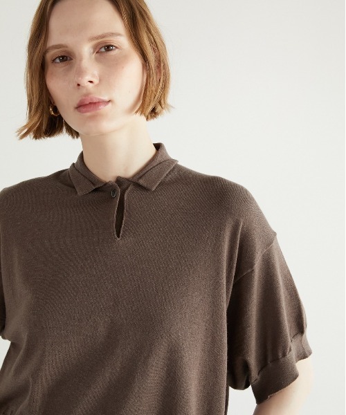 ポロシャツ ポロ 「LA PEAU DE GEM」halfsleeve polo knit/ハーフスリーブポロニット レディース LA PEAU DE GEM（ラポドゥジェム）の「【LA PEAU DE GEM