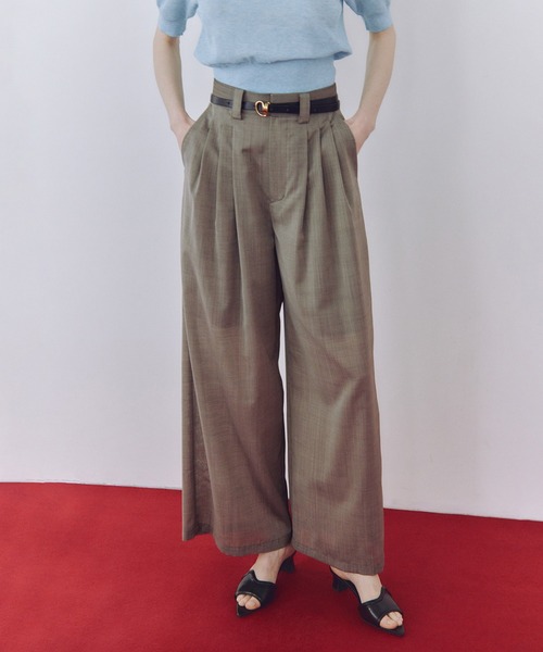 ADAM ET ROPE' スラックス パンツ 「接触冷感」タックパンツ