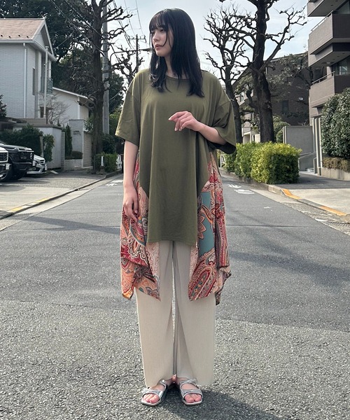 AS KNOW チュニック ○バサッとアシンメトリー 異素材切り替え