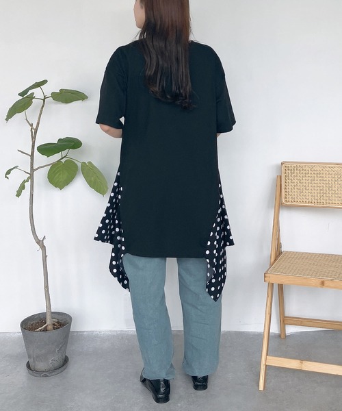 AS KNOW チュニック ○バサッとアシンメトリー 異素材切り替え