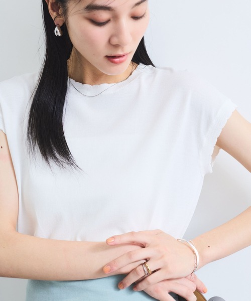 VIS（ビス） ニット セーター 「WEB限定」パールフリルリブサマー半袖