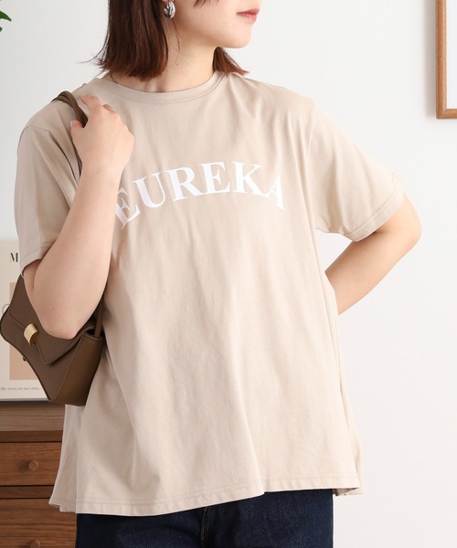 tシャツ EGLANTINE バックタックロゴプリント半袖カットソー レディース