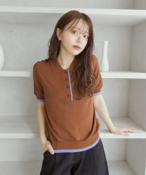 Eclat one ポロシャツ ポロ 「Eclat one」レトロ 配色 ニット