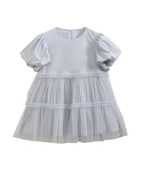 fitmore チュールレイヤードパフスリーブトップス　ペールブルー Fit more チュールレイヤードパフスリーブトップス レディース