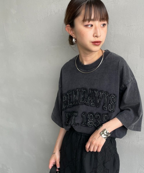 tシャツ 「BEN DAVIS/ベンデイビス」 パッチワークロゴ ヴィンテージ クロップドTシャツ レディース メンズ