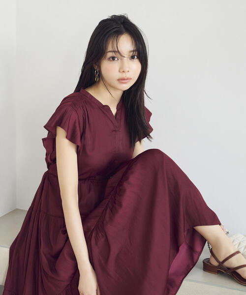 【SUNDRESS】RH取扱！ギャザーワンピース★国内発 Loungedress】スキッパーノースリギャザーワンピース｜パル