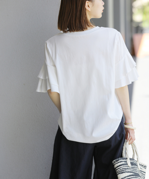 JOURNALSTANDARDrelume コットンダブルフリルTEE 追加》アシンメトリーフリルTEE（Tシャツ/カットソー）｜JOURNAL