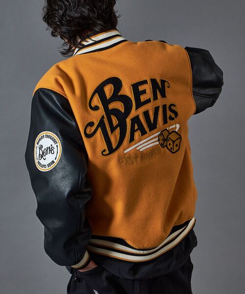 ベンデイビス 23AW フルデコ 刺繍 ワッペン 切替 スタジャン 黒 M BEN DAVIS スタジャン 「BEN DAVIS（ベンデイビス）」BD STADIUM