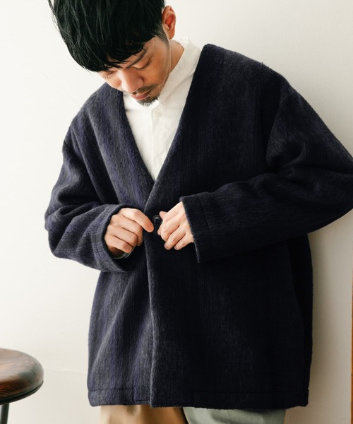 「ITEMS URBANRESEARCH」 ノーカラーコート LARGE ブラウン メンズ_画像2